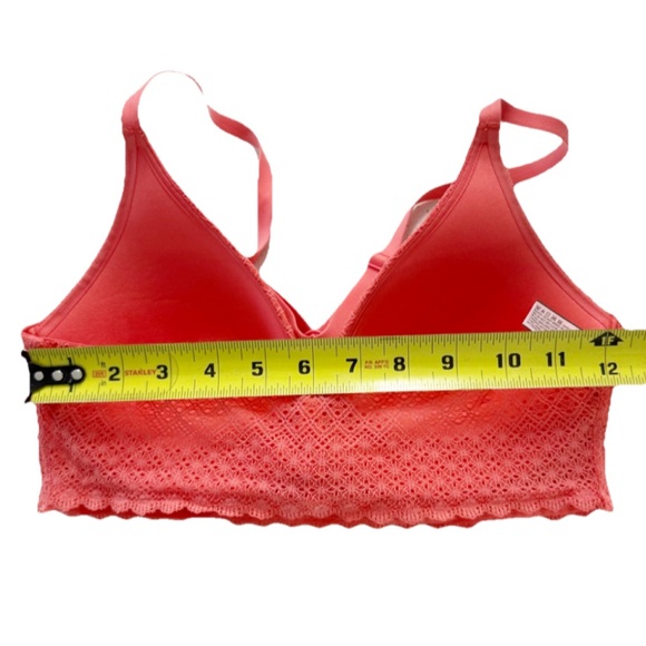 Victoria’s Secret Longline Bralette Bra Orange Texture And Lace 34D V-Neck - Picture 5 of 7